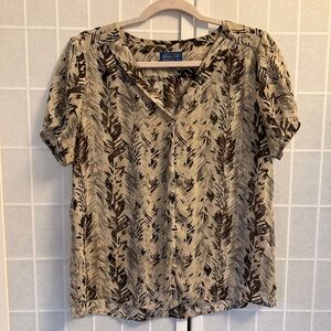 Pendleton Feather Print Short Sleeve Top Size 8
